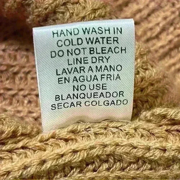 Entro Anthropologie Brown Cable Knit Lace Front V Neck Sweater Size M - Picture 9 of 10